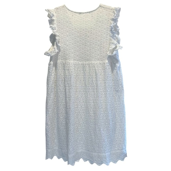 Romwe Cotton Eyelet Sleeveless Feminine White Mini Dress Size Large - Picture 5 of 6